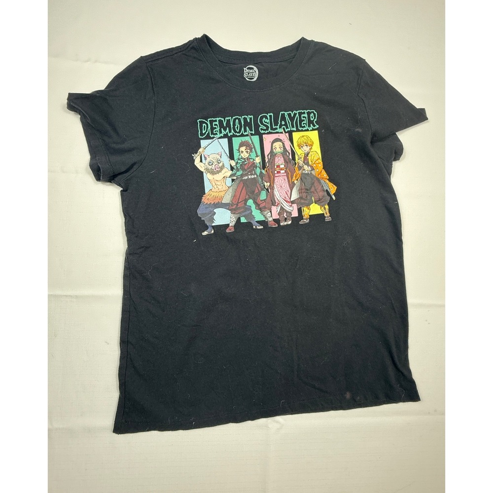 Demon Slayer Anime Graphic‎ T-Shirt Black Crew Neck Short Sleeve sz Medium